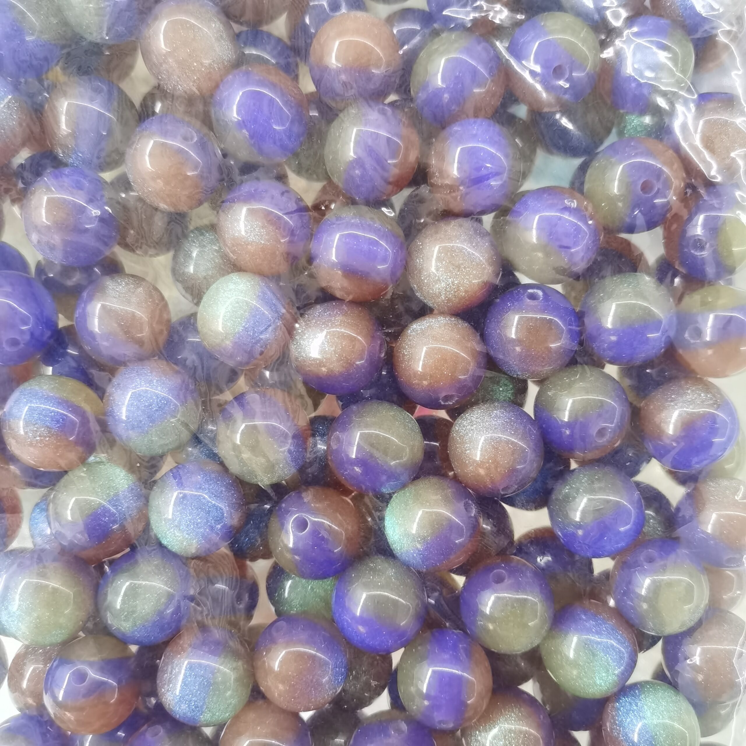 16mm Shimmer Gradient Resin Beads Glitter Cat-Eye Resin Beads100PCS - Image 5