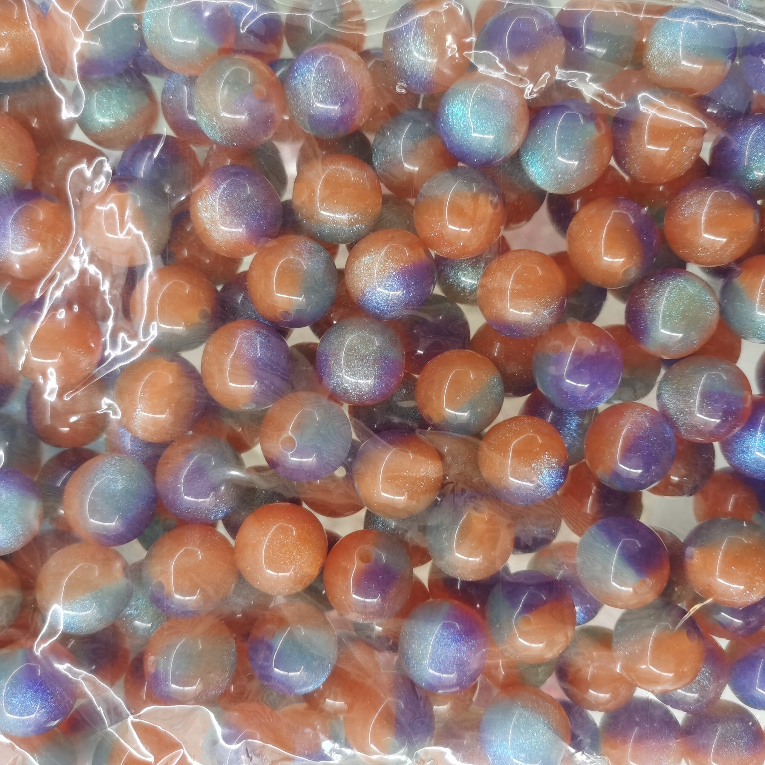 16mm Shimmer Gradient Resin Beads Glitter Cat-Eye Resin Beads100PCS - Image 3