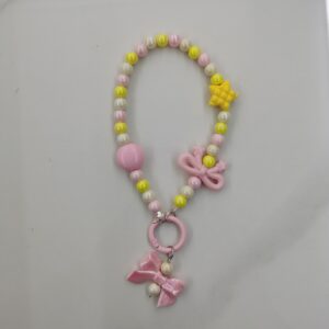 Beaded charm Cute keychain Pastel color Bow decoration