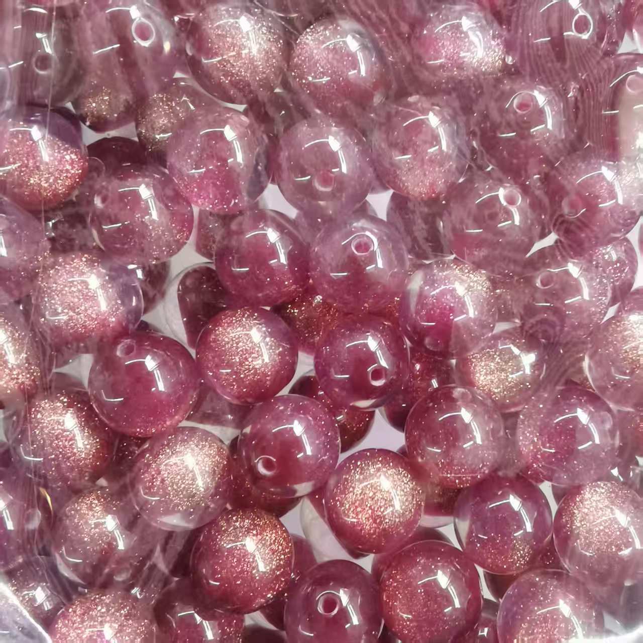 16mm Shimmer Gradient Resin Beads Pastel Two-Tone Resin Beads with Glitter Core100PCS - Image 6