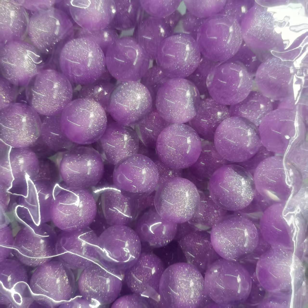 16mm Shimmer Gradient Resin Beads Pastel Two-Tone Resin Beads with Glitter Core100PCS - Image 4