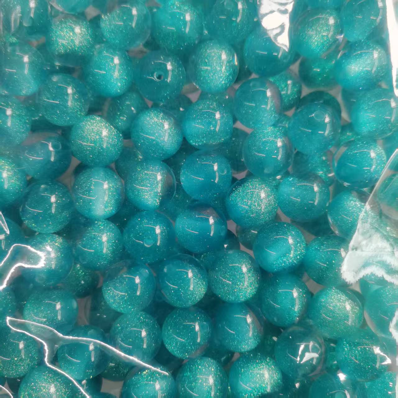 16mm Shimmer Gradient Resin Beads Pastel Two-Tone Resin Beads with Glitter Core100PCS - Image 3