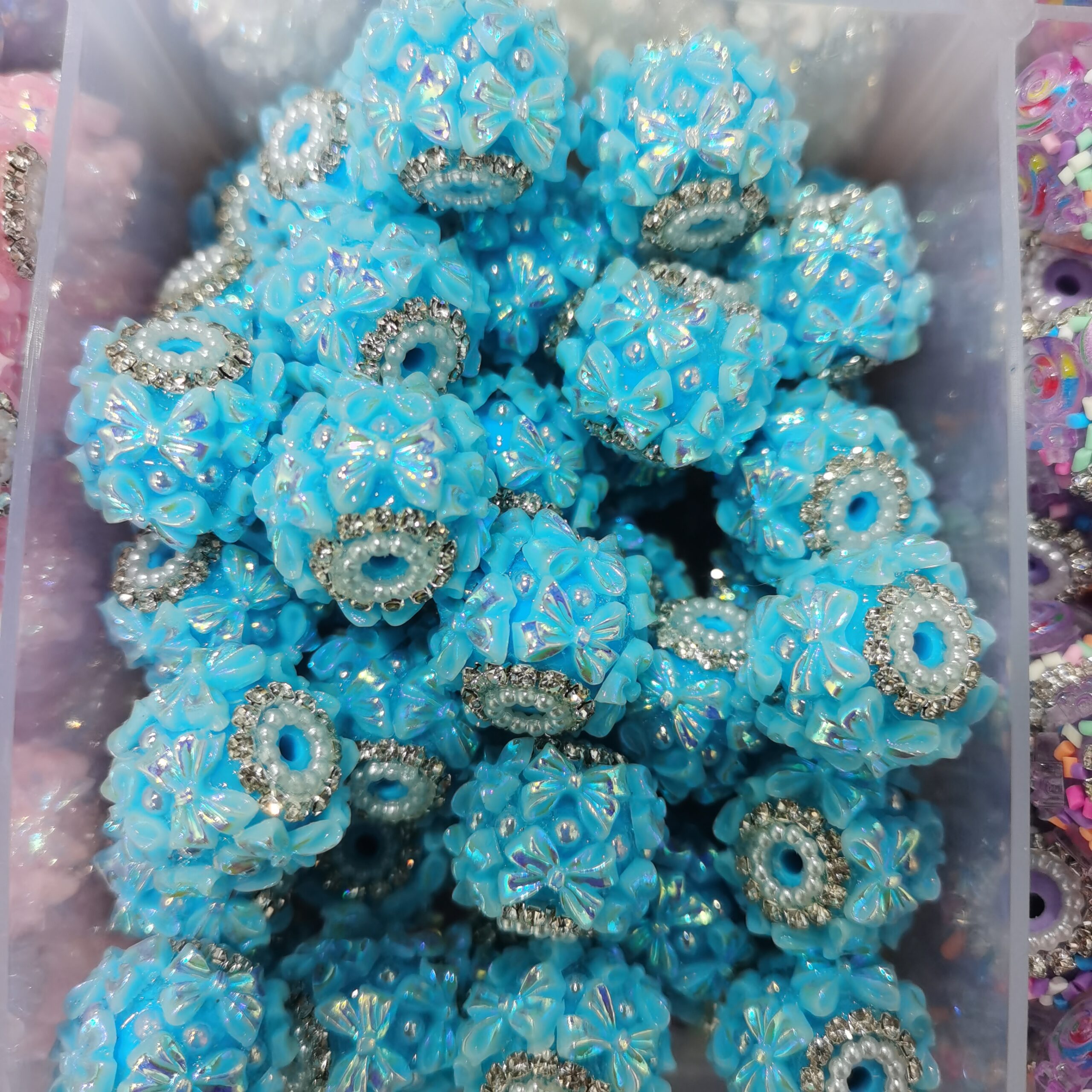 Handmade Rhinestone Resin DIY Beads10PCS