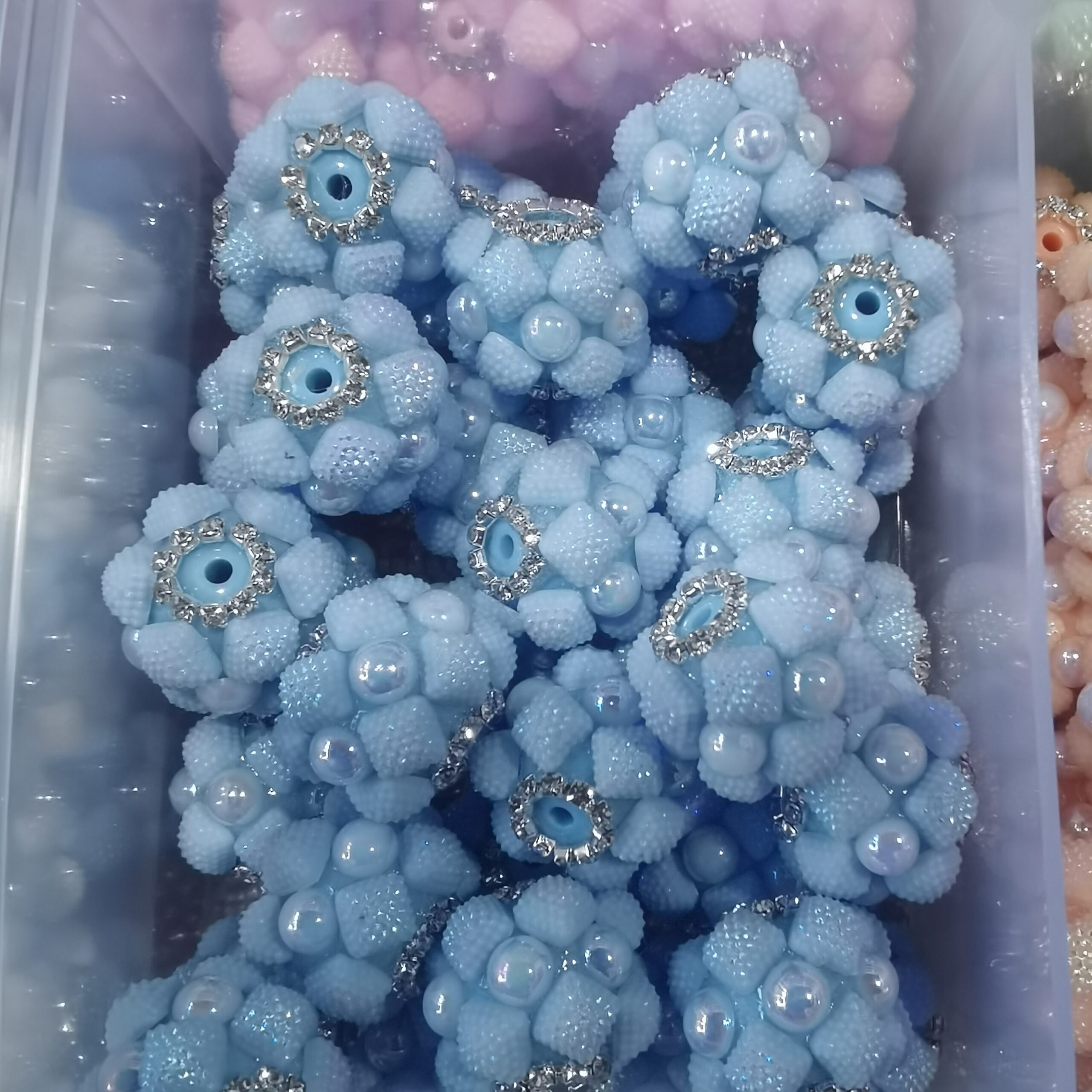 Rhinestone Pearl Flower DIY Acrylic Resin Beads 10PCS - Image 6