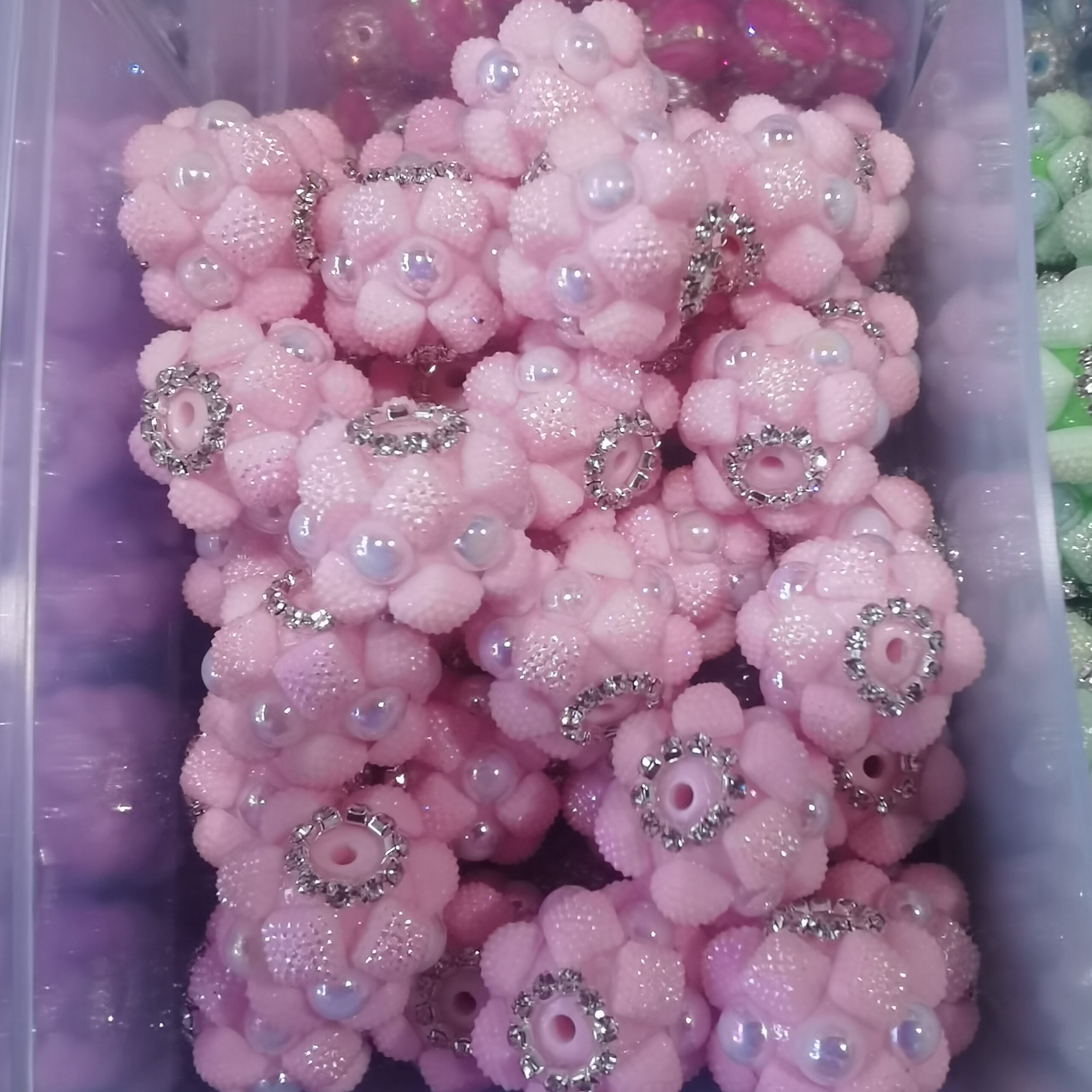 Rhinestone Pearl Flower DIY Acrylic Resin Beads 10PCS - Image 2