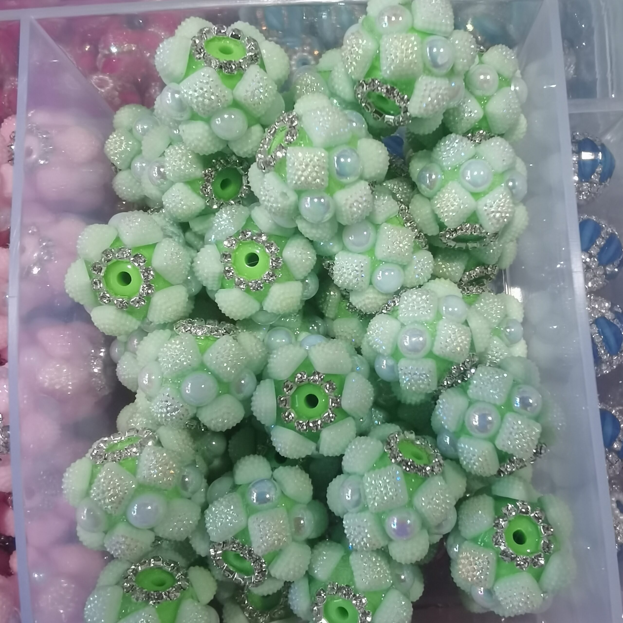 Rhinestone Pearl Flower DIY Acrylic Resin Beads 10PCS - Image 3