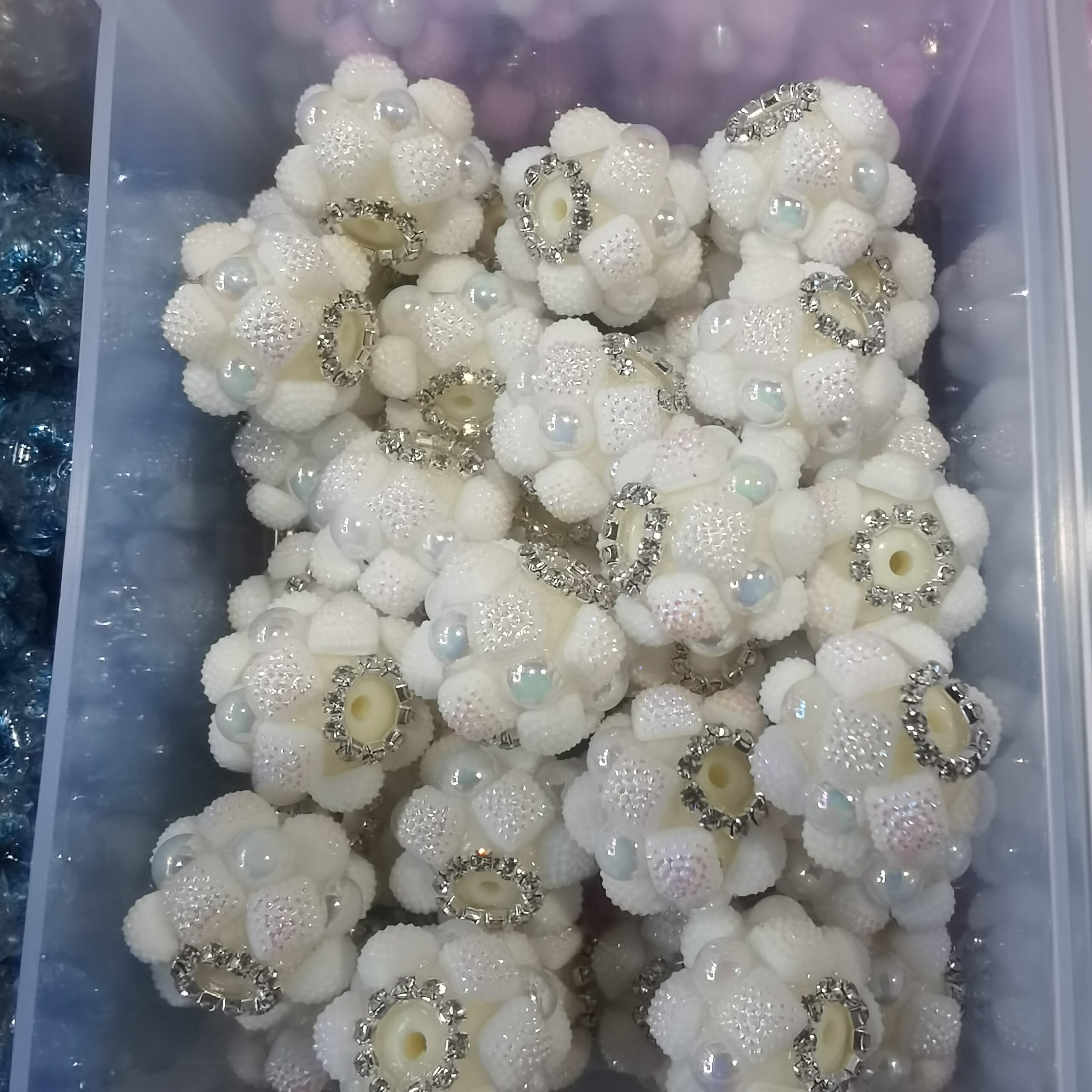 Rhinestone Pearl Flower DIY Acrylic Resin Beads 10PCS - Image 4