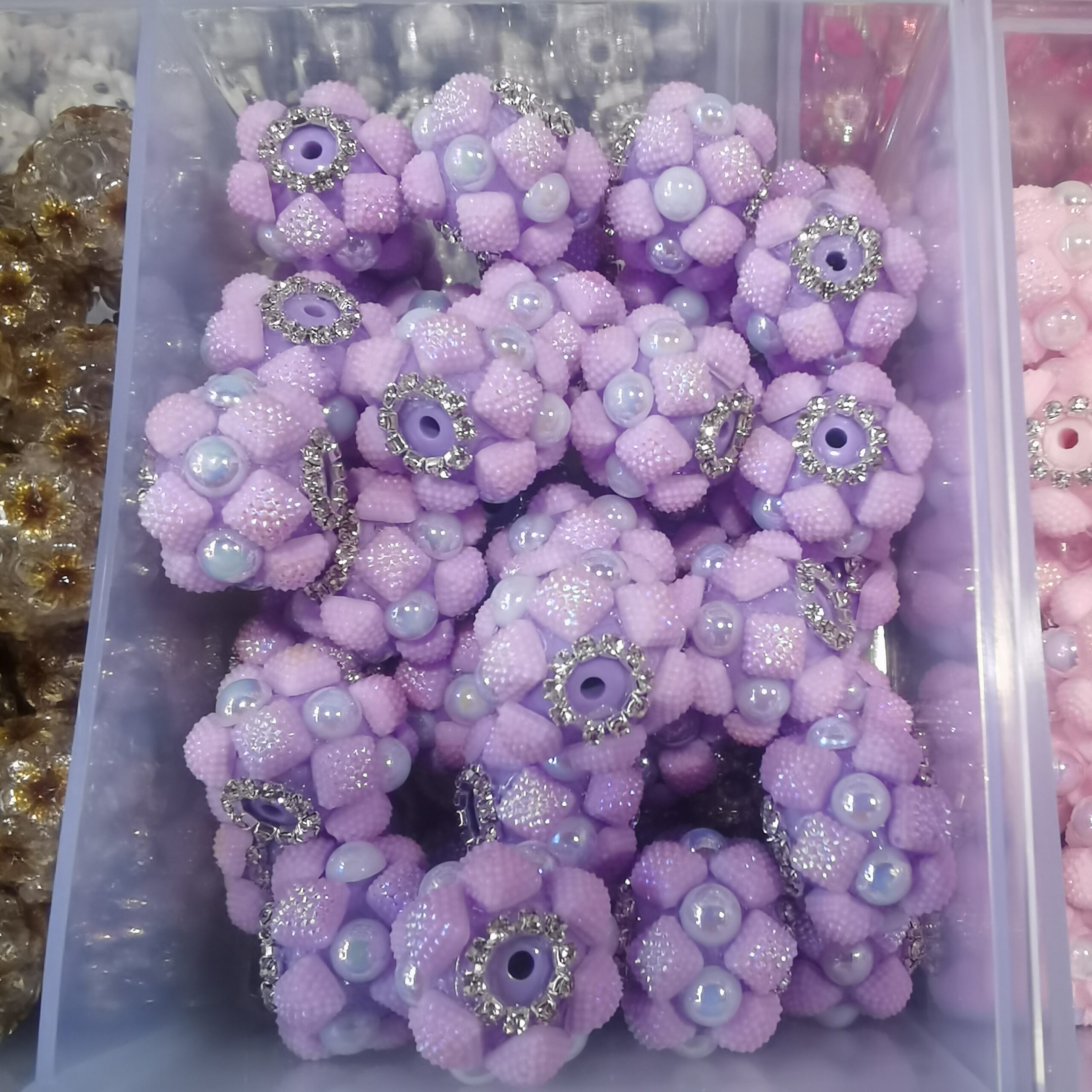 Rhinestone Pearl Flower DIY Acrylic Resin Beads 10PCS - Image 5