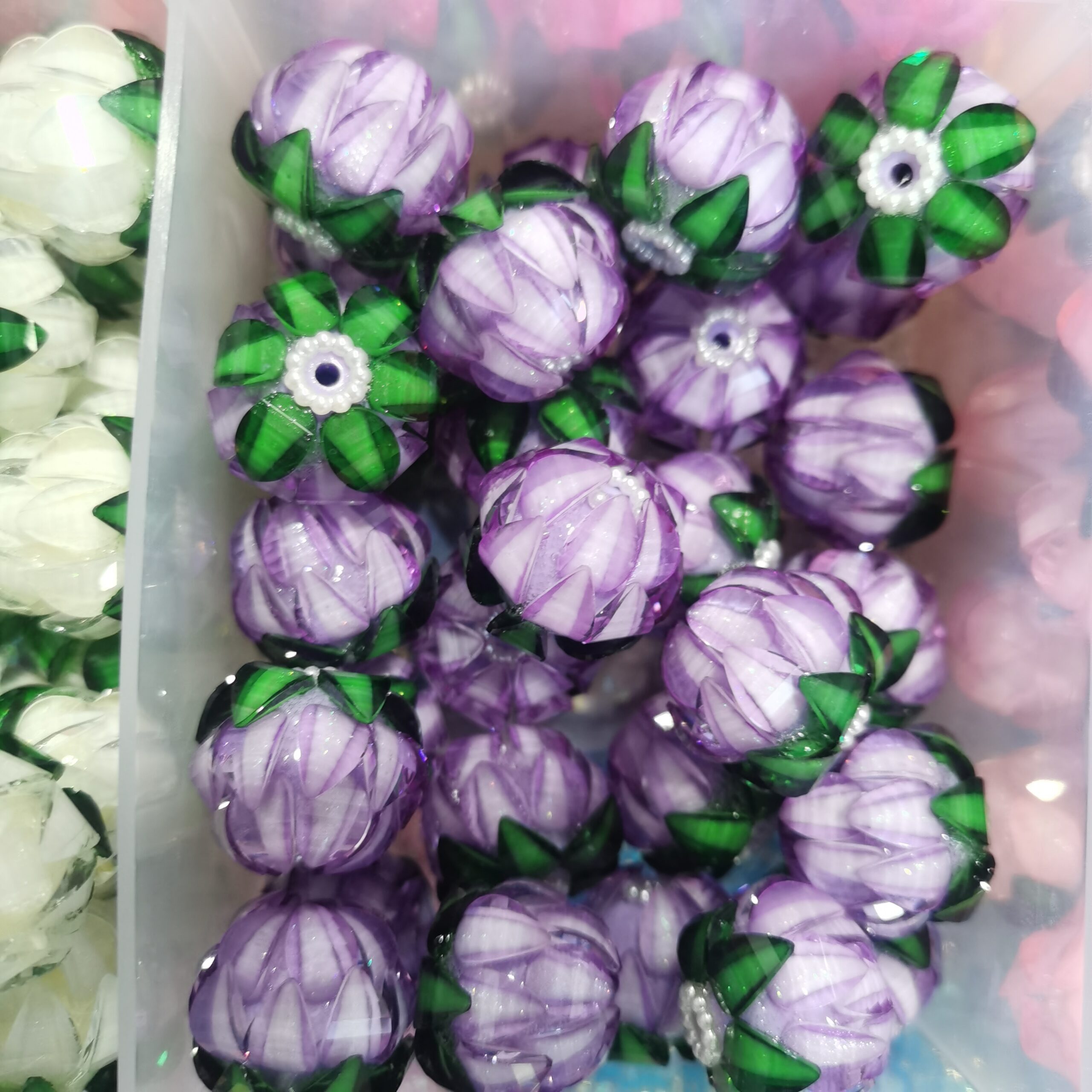 Multicolor Lotus Flower Beads DIY Pen Acrylic Resin 10pcs - Image 7