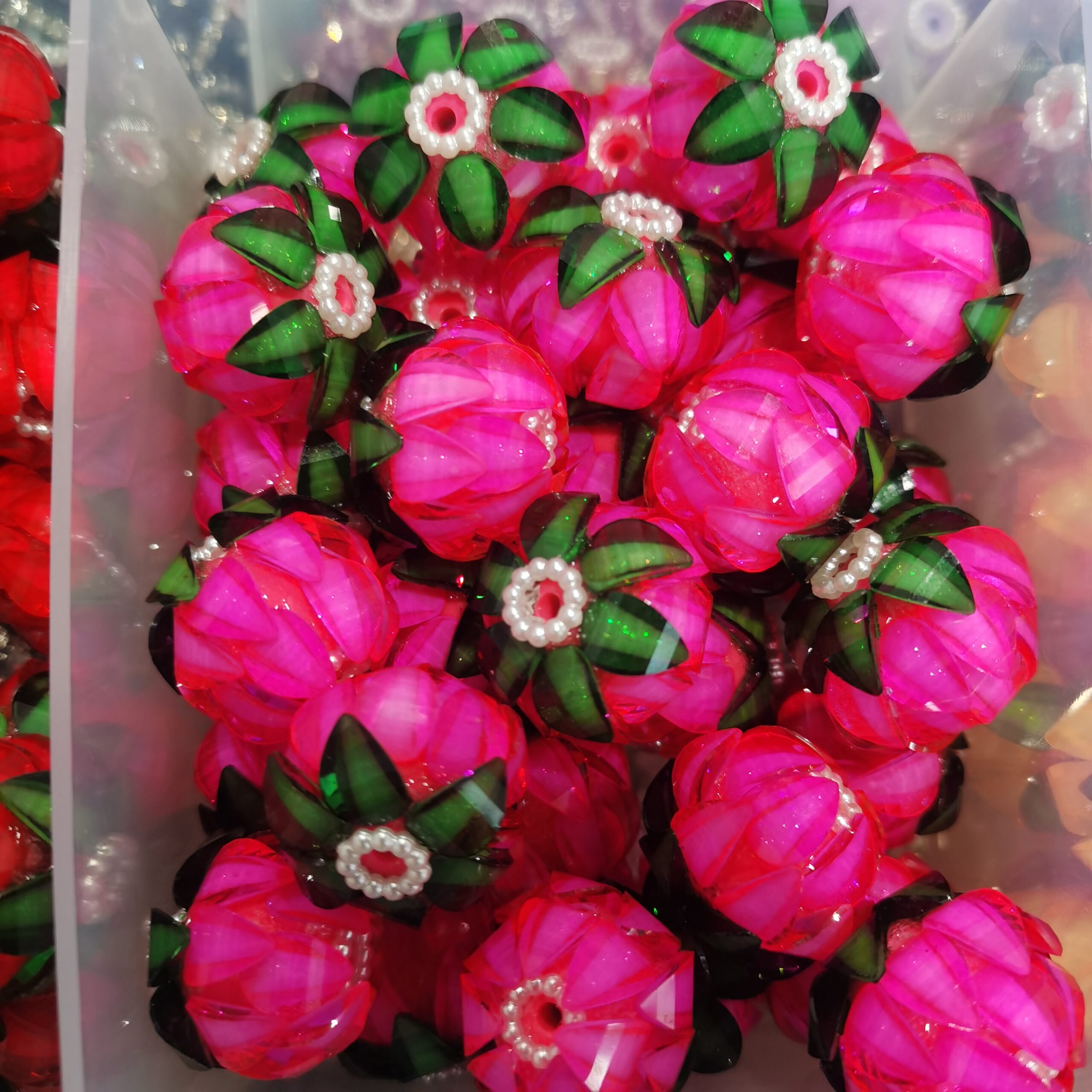 Multicolor Lotus Flower Beads DIY Pen Acrylic Resin 10pcs - Image 2