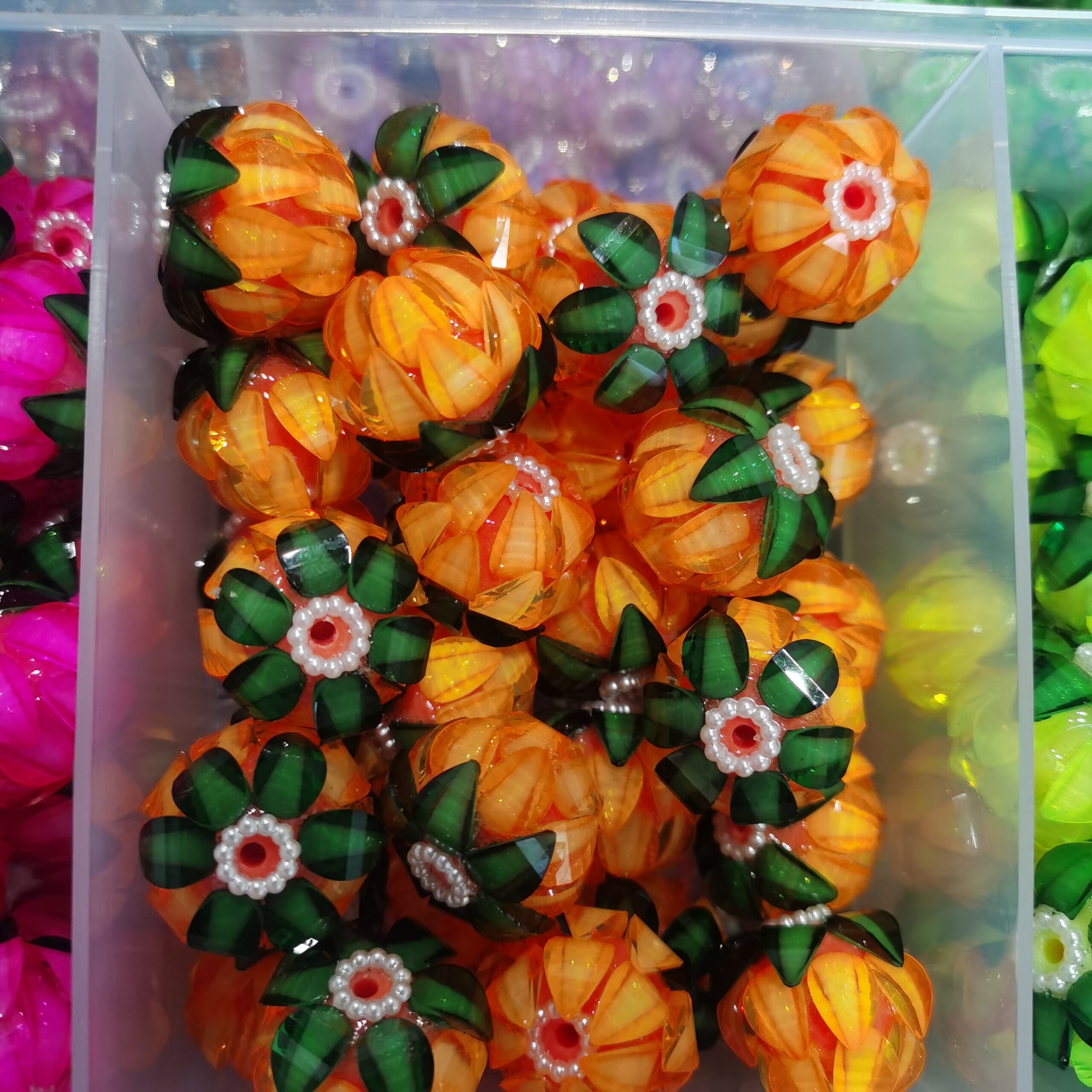 Multicolor Lotus Flower Beads DIY Pen Acrylic Resin 10pcs - Image 3