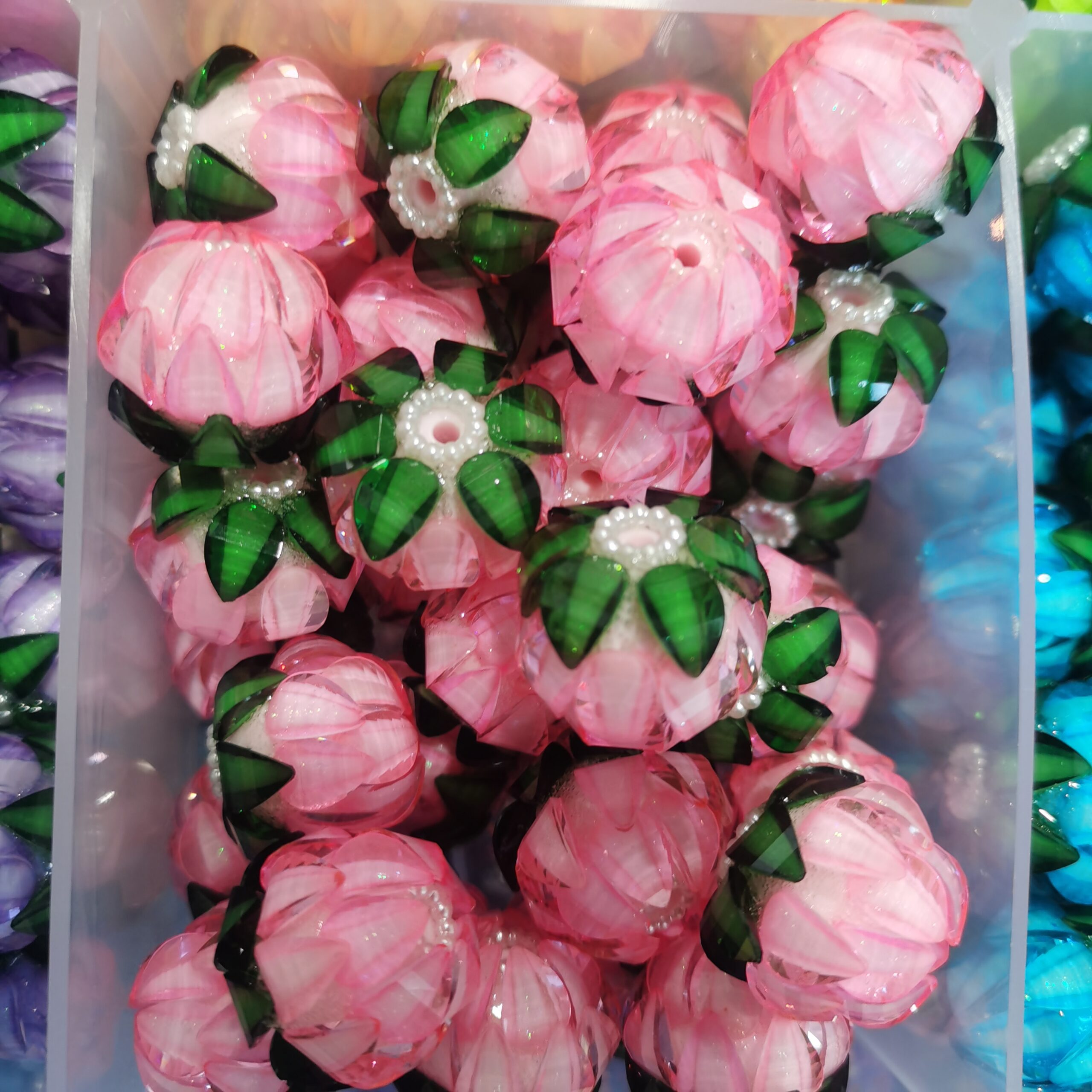 Multicolor Lotus Flower Beads DIY Pen Acrylic Resin 10pcs - Image 4